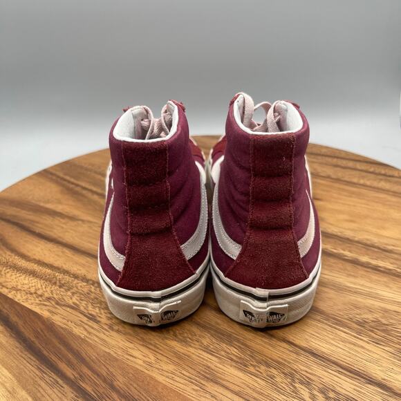 VANS SK8 HI Shoes Womens 7.5 Red Suede Skateboarding Comfort Walking Sneakers - Picture 4 of 8